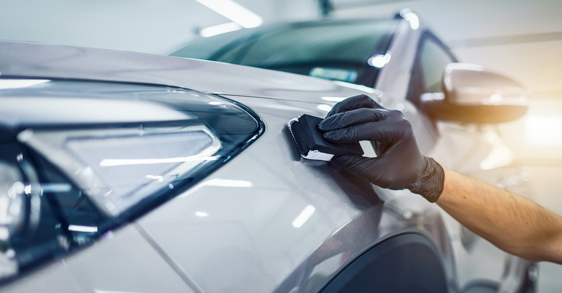 Ceramic coating installation on the hood of an Audi in Toronto